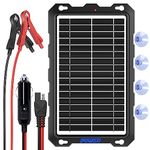 POWOXI-9W-Solar-Battery-Trickle-Charger-Maintainer -12V Portable Waterproof Solar Panel Trickle Charging Kit for Car, Motorcycle, Boat, Marine, RV, Trailer, Powersports, Snowmobile, etc.