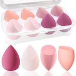 DUAIU 8 Pack Makeup Sponge Set, 4 Color Beauty Blenders Make up Sponges for Liquid, Cream and Powder, Latex Free Foundation Sponge with 1 Sponge Holder Case