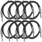 Seismic Audio - SASTSX-3 (8 Pack) - 3 Foot TS 1/4" Guitar, Instrument, or Patch Cables Black