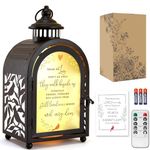 WOODEXPE Sympathy Gift Memorial Gift for Loss of Loved One Memorial Lantern with Flickering LED Candle and Remote Control Black