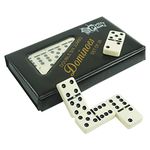 PUREPLAY Jumbo Classic Dominoes Double 6 Game Set，Ivory 28pcs Domino Set in Poatable PVC Case-Family Nights,Party Favors,Travel and Anytime Use,2-4 Players