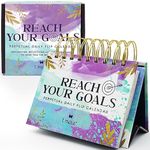Reach Your Goals Daily Desk Calendar - Motivational Gift and Positive Affirmations for Women - Perpetual Calendar, Cute Office Decor, Gratitude and Self Care Gifts for Women, Inspirational Desk Accessories