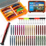 LUSINNO Wacky Worm Fishing Lure Kit, Soft Plastic Fishing Lures, Grub Baits Hook Wacky Rig Bass Trout Fishing Worms Lures w/Tackle Box