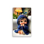 EVERCAREGIFTS Bal Krishna Fridge Magnet Kitchen Decor Home Decoration Little Krishna Photo Digital Fridge Magnet Religious Gifts Matte Finish Fridge Magnet Size : 8.2 x 5.2 Cms