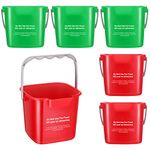 Roshtia 6 Pcs Cleaning Bucket 3 Quart Small Sanitizing Square Bucket Detergent Pail for Home Commercial Restaurant Kitchen Office School (Green, Red)