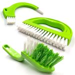 3 in 1 Grout Brush Tile Cleaning Tool | Kitchen & Bathroom Scrubbing Brush Cleaner with Stiff Angled Bristles to Easily Clean Joints and Grooves | Small Cleaning Brushes to Remove Mould, Dirt & Grime