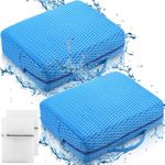 Threehoney 2 Pcs Hot Tub Booster Seat Weighted Spa Bathtub Booster Seat with Micro Dot Quick Dry Non Slip Bottom Portable Seat Cushion with 4D Air Mesh Cover Tub Accessories for Indoor Outdoor (Blue)