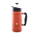 BruTrek Basecamp Coffee Press - Insulated Stainless Steel - Bru-Stop Technology, No Grounds in Coffee, No Spill Lid (Red Rock, 48 fl.oz)