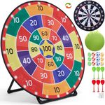 Cheerful Children Toys Jumbo Kids Dart Board XL or XXL, Dart Board Set for Kids - Reversible Design, Sturdy Stand, 12 Sticky Balls & 6 Darts, Indoor/Outdoor Games Ages 3-8 (Traditional, 100cm)