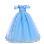 IMEKIS Kid Girls Cinderella Fancy Dress Up Princess Fairy Butterfly Costume Birthday Halloween Christmas Carnival Cosplay Party Outfit Blue 11-12 Years