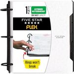 Five Star Flex Refillable Notebook + Study App, College Ruled Paper, 1-1/2 Inch TechLock Rings, Pockets, Tabs and Dividers, 300 Sheet Capacity, White (29324AE2)