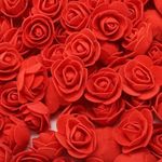 Rainbow Junction 50pcs Artificial Rose, Foam Water Floating Flowers for Festival and Events, Home Decor, DIY Crafts, Wedding Decoration, Pooja Room, Gift Packing (RED)