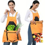 TISEMENT Gardening Apron,Unisex 8Oz Waterproof Canvas Garden Apron with Pockets for Harvesting, Gardening Gifts for Women