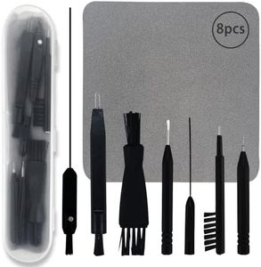 Kit de limpieza de audífonos de 8 piezas, amplificador de audición profesional, tela de limpieza, cepillos multifuncionales con caja de plástico