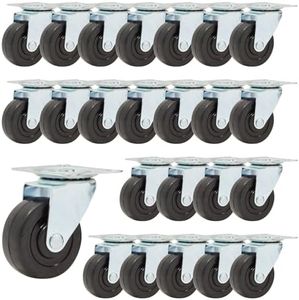 Stockroom Plus 24 Pack 2 inch Swivel Caster Wheels Rubber Base with Top Plate and Bearing for Smooth Moving