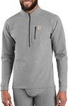 CARHARTT Men's Base Force Tech Quarter-Zip Thermal Base Layer Long Sleeve Shirt, Shadow Heather, X-Large Tall