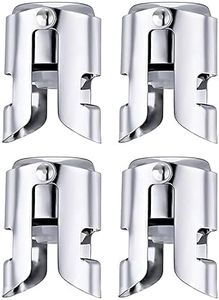 Styxon Champagne Stopper with Stainless Steel, Decorative Champagne Saver Vacuum Plug with Food Grade Silicone, Reusable Bottle Sealer Keeps Champagne Fresh (Pack-4)