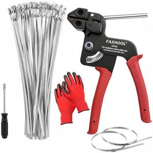 faxhool Metal Zip Tie Tool, Stainless Steel Cable Tie Gun Kit