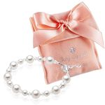 Baby Crystals Newborn Baby Bracelet | Sterling Silver Bracelet embellished with Simulated Pearls & Crystals from Swarovski | Baby Jewellery | baby shower gifts | baby gifts| (0-3 Months)