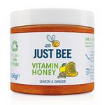 Just Bee Lemon & Ginger Vitamin Honey, pure natural honey with vitamins for daily immune support with Vitamin D, C, B6, B12, Echinacea (260g jar)