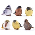 Sanbege 6 Pcs Resin Bird Statues, Bird Garden Ornaments, Assorted Bird Figurines for Home, Birdhouse, Bird Theme Party Decor, Pack of 6