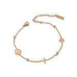 MYKI Elegant Floral Diamond Charm Bracelet For Women & Girls (Rosegold)