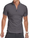 YTD Men's Short Sleeve Polo Shirts Casual Slim Fit Basic Designed Cotton Shirts M Dark Gray