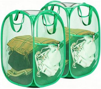 HOUSE AGAIN 2 Pcs Pop Up Laundry Hamper, Strong Mesh Laundry Baskets Collapsible, Hamper with Handles and Side Pocket, Portable Foldable Dirty Clothes for Dorm, Laundry room and Travel Storage, Grey
