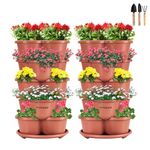 VIVOSUN 2-Pack 5 Tier Vertical Gardening Stackable Planter for Strawberries, Flowers, Herbs, Vegetables Brown