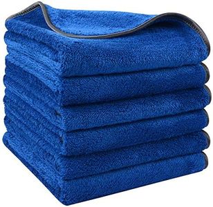 SINLAND Microfiber Car Drying Towels Ultra Absorbent Car wash Cleaning Auto Detailing Towels 380gsm 16inch x 24inch 6Pack Blue
