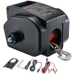 VEVOR Electric Boat Winch, 12V DC 300W, Reversible Electric Trailer Winch for Boats Up to 2000 lbs, Power-in, Power-Out, and Freewheel Operations for Boats with Wired Remote Control & Hand Crank