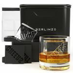 Berlinzo Premium Clear Ice Cube Maker [2024 Upgraded] - Large 2.1-inch Crystal Clear Ice Maker for Whiskey Cocktail - New Easy-to-Remove Ice Cubes Mold - Bonus Storage Bag & Silicone Inserts, Black