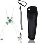 YUMEOWL Lockable Fishing Pliers & Hook Removers with Tungsten Steel Cutters, Non-Stick Coating, Ergonomic Handle and Lost Rope, Multi-Function, Lightweight Fishing Gear, White 6.6" 3.8 oz
