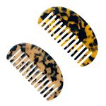 2PCS Large Hair Detangling Comb Wide Tooth Pocket Comb French Design Hair Brush Paddle Hair Comb Detangler Tortoise Shell Styling Comb for Thick and Straight Curly Hair