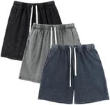 Gihuo Mens Sweat Shorts Cotton Athletic Shorts Vintage Acid Wash Elastic Waist Drawstring Workout Shorts with Pockets(BlackDarkGreyNavy-XXL)