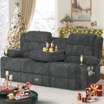 Dresegmt Loveseat Recliner Sofa, Flip Middle Backrest Design 3 Seat Reclining Sofa with Storage Drawer, USB Ports & Cup Holders, Manual Couch for Living Room/RV (New Gray)