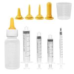 Sobirdos Pet Nursing Bottle,Puppy Bottles for Nursing,Miracle Nipple,Kitten Nursing Bottle,Mini Pet Feeding Bottle and Syringes with Nipples for Newborn Rabbits, for Feeding Small Animals(5pcs)