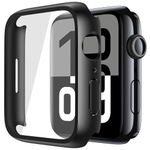 Langboom [2 Pack] Black Hard PC Case Compatible with Apple Watch Series 10 (2024) 42mm with Screen Protector, Lightweight Scratch Resistant HD Tempered Glass Protective Cover for iWatch