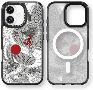 Rosarnnah Magnetic for iPhone 16 Magsafe Case Cute - Durable Shockproof 6.6 ft Drop Impact Phone Case - Black Funny Chinese Dragon Design for iPhone 16 6.1"