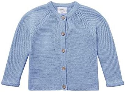 Stellou & friends Cardigan pour filles et garçons avec boutons aspect bois | Vêtements bébé de haute qualité 100% coton – IV V, bleu ciel, 50/56 cm