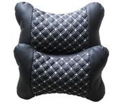 2 x Car Neck Pillow Van Lorry Seat Black Headrest Back Head Support Cushion Pad AC57