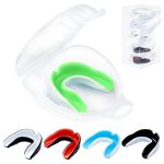 MENOLY 5 Pack Youth Mouth Guard Sports Mouth Guard for Kids Double Colored Kids Gum Shield for Football Basketball Boxing MMA Hockey with Free Case