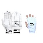 WHITEDOT SPORTS Plastic Whitedot Dot 2.1 Cricket Batting Gloves With Half Finger Inner Gloves Suitable For Mens/Adult/Large, Right Hand