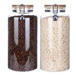 KKC Glass Glass Candy Container Jar with Airtight Hinged Bamboo Lids, GlassCoffee Canisters,Large Sealed Glass Storage Jars for Coffee,Candy,Cookie,Flour,Sugar,Nut,Pasta,Cereal,Rice,2800L x 2