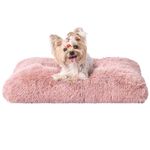 EHEYCIGA Fluffy Dog Crate Bed for Small Dogs, Plush Faux Fur Dog Crate Pad, Calming Anti Anxiety Small Dog Bed for Crate, Washable Soft Warm Dog Crate Mat with Non-Slip Bottom, Pink