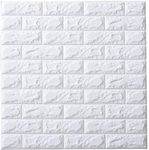 3D Brick Wallpaper, White Brick Pattern Wall Stickers, Self- Adhesive Wallpaper for Living Room Bedroom, 60 * 60CM by YTAT(10)