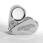 AmigozZ Jewelers Loupe 25mm 40x Magnifying Glass with LED Lamp & UV Light Folding Hand-Held Portable Lens for Jewellery, Diamond & Gemstone Grader, Currency, Watchmaker, & General Magnifier