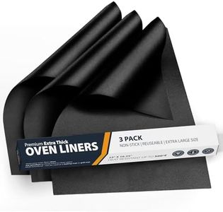 Oven Liners for Bottom of Oven - 3 Pack Large Heavy Duty Mats, 16.25”x23” Non-Stick Reusable Liner for Electric, Gas, Toaster Ovens, Grills - BPA & PFOA Free Oven Cleaning Kitchen Accessory (Black)