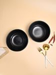 MARKET 99 Set of 2 Melamine Round Shape Spiral Serving Bowl Dinnerware Set Microwave & Diswasher Safe Snacks Dinner Black 900 Ml