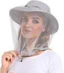Mosquito Net Hat - Bug Cap UPF 50+ Sun Protection with Hidden Netting Outdoors for Women and Men Grey